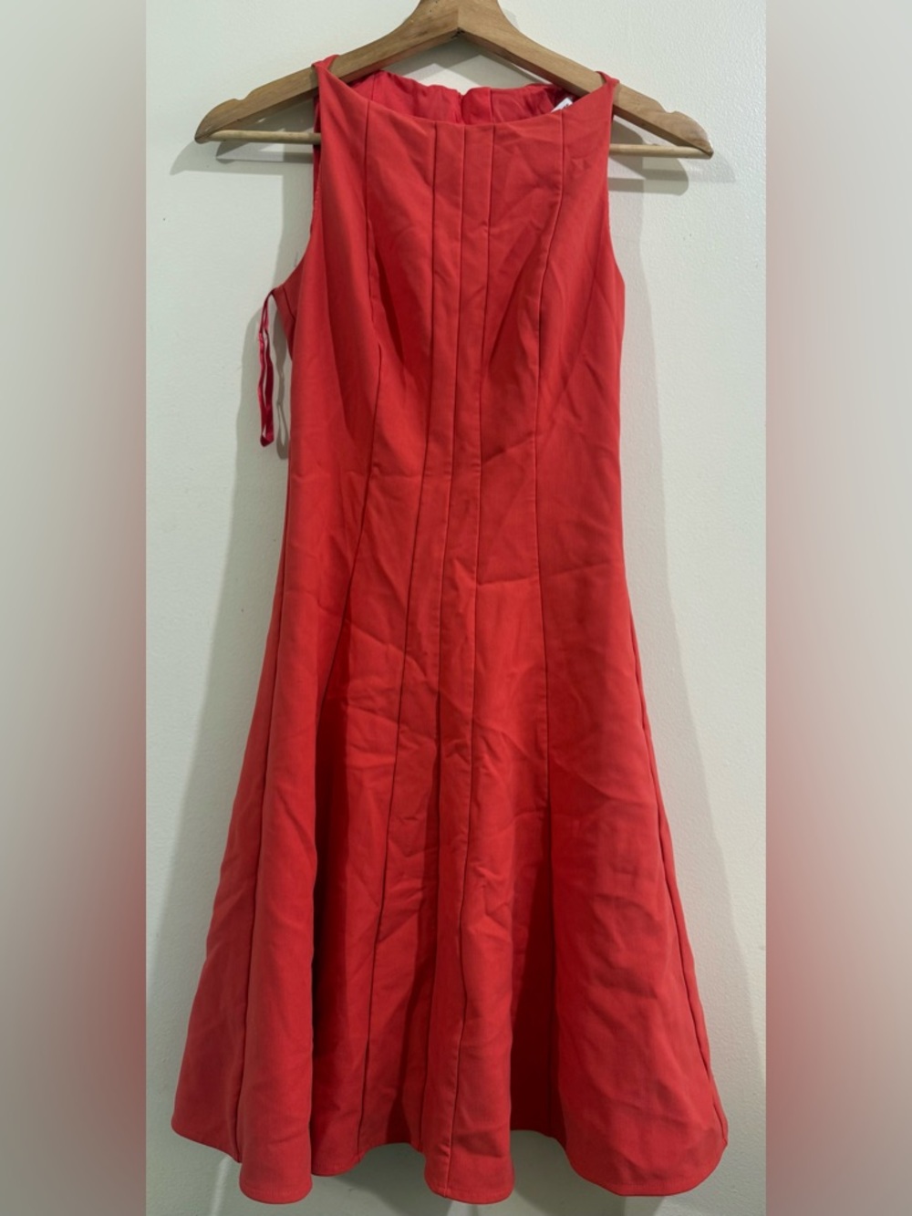 Elizabeth and James Red Coral Midi Fit-and-Flare Dress